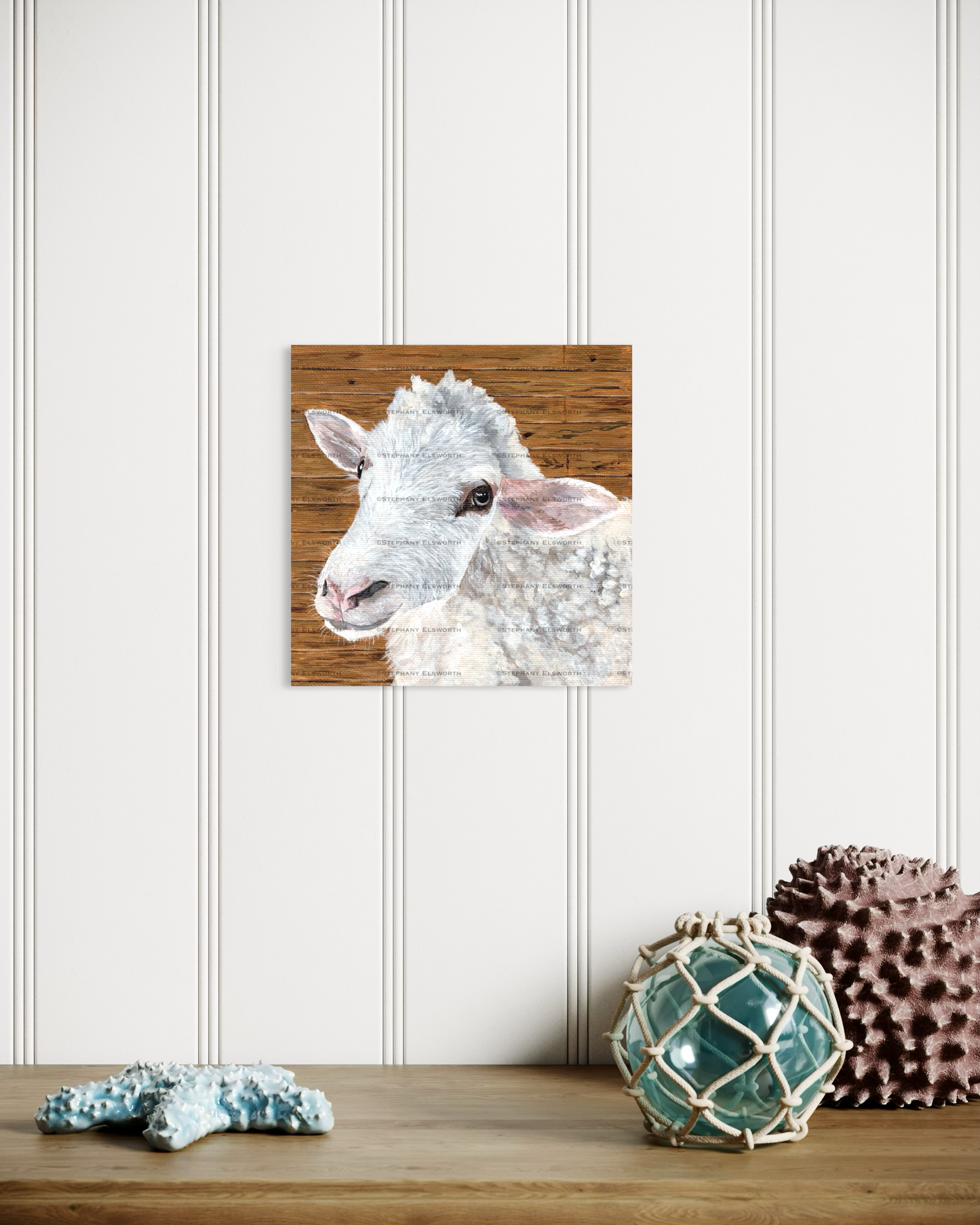 6 x 6 Springtime Sheep Acrylic Painting