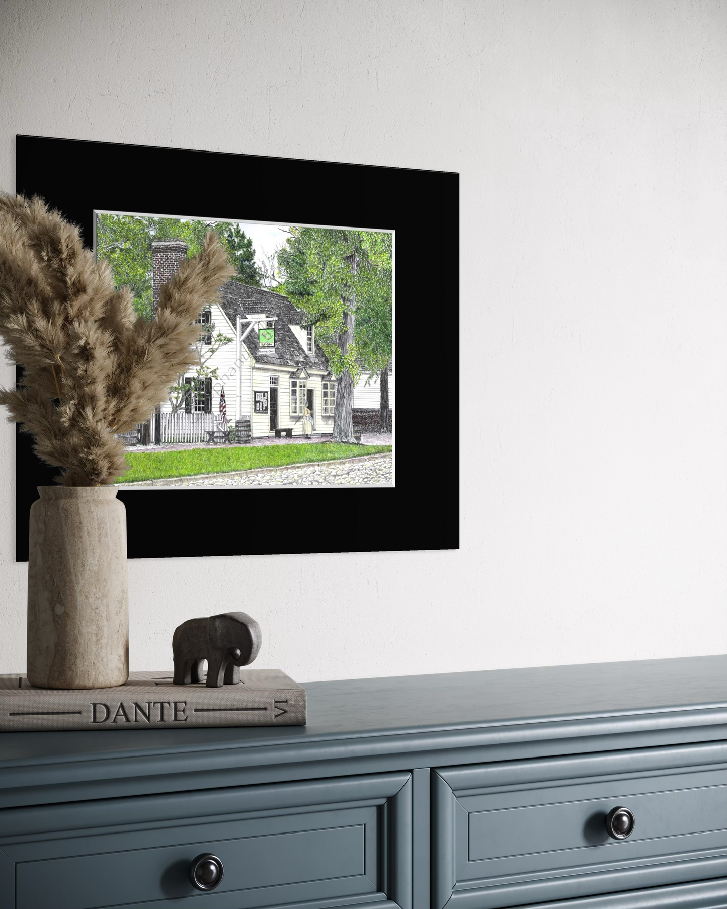 Colonial Williamsburg's Post Office, Williamsburg, Virginia Original 11 x 14 inch Pen and Ink/Colored Pencil Drawing in 11 x 14 black mat