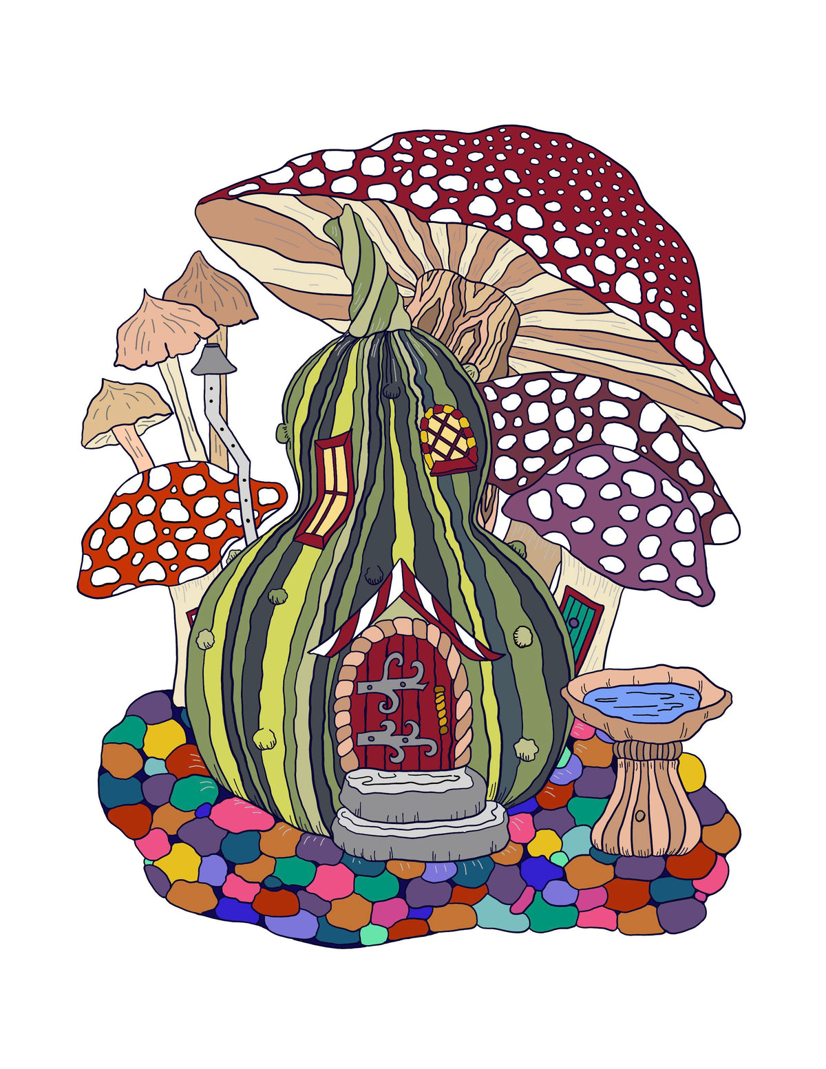 Faerie Houses I Set 1 PDF/JPG LTR/A4 Printable Coloring Pages 1-5