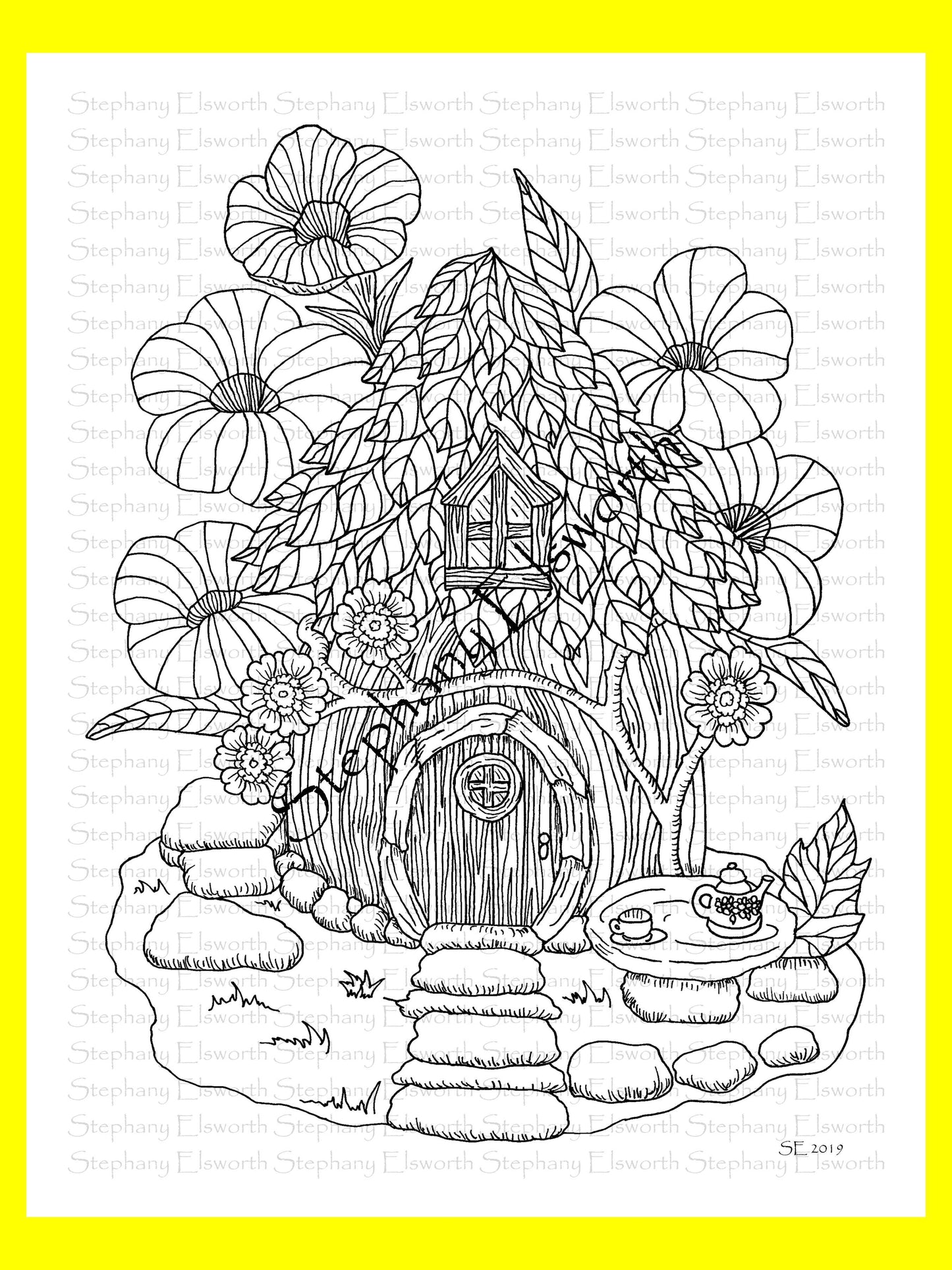 Faerie Houses PDF Instant Download Coloring Book