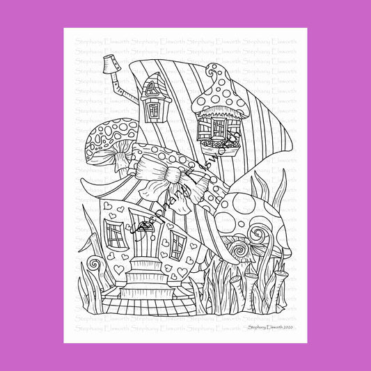 Mad Hatter Tea Party Fairy House Coloring Page