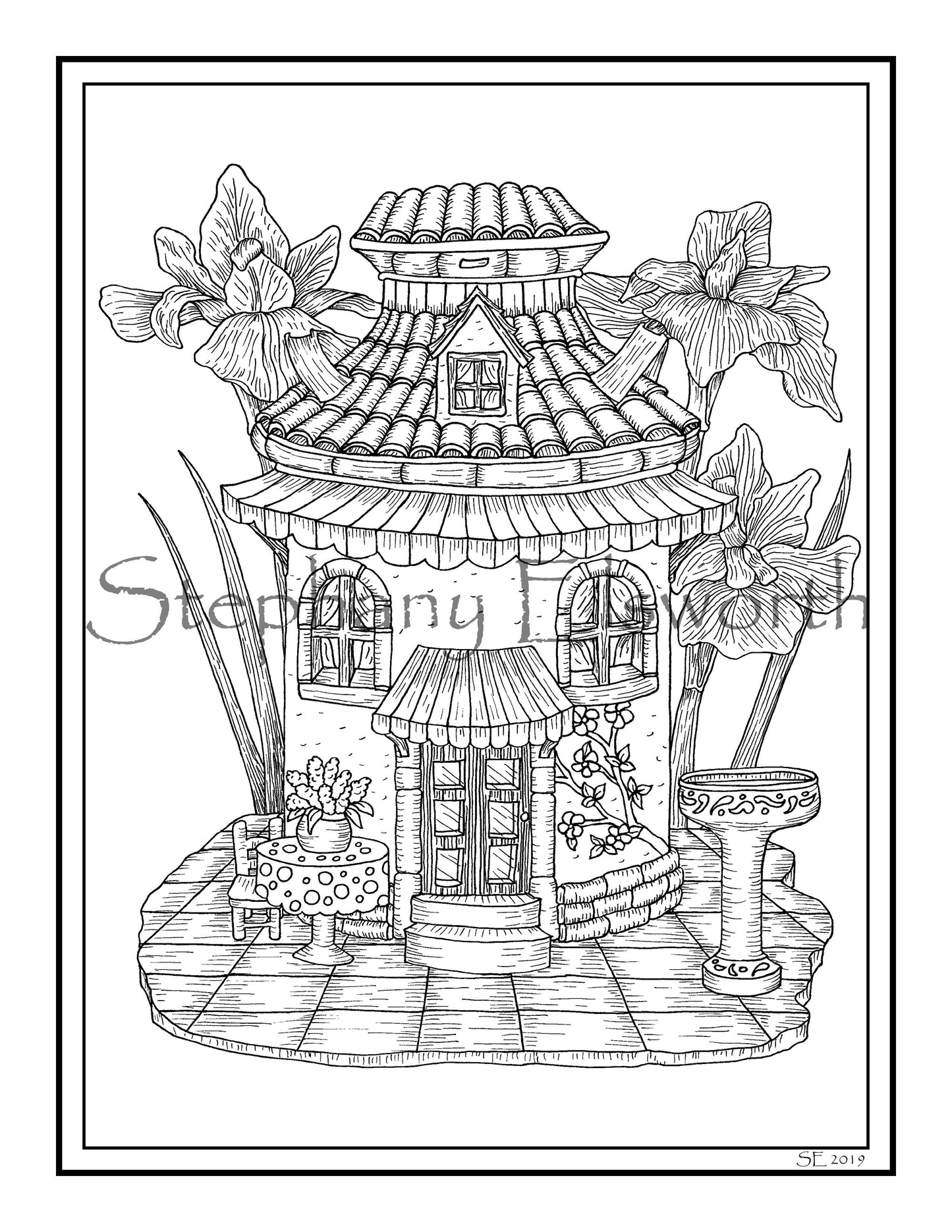 Faerie Houses II PDF Instant Download Coloring Book