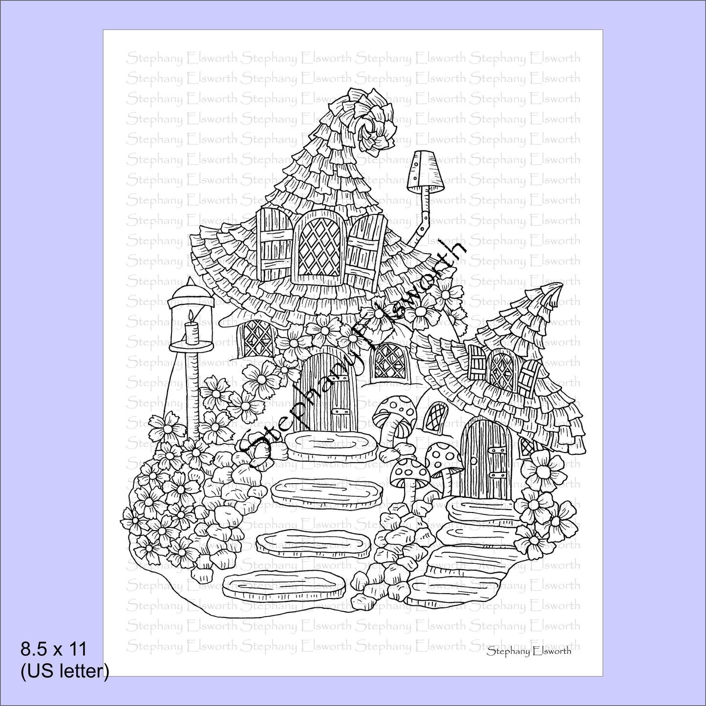 Faerie Houses IV 8 1/2 x 11 PDF Instant Download Coloring Book