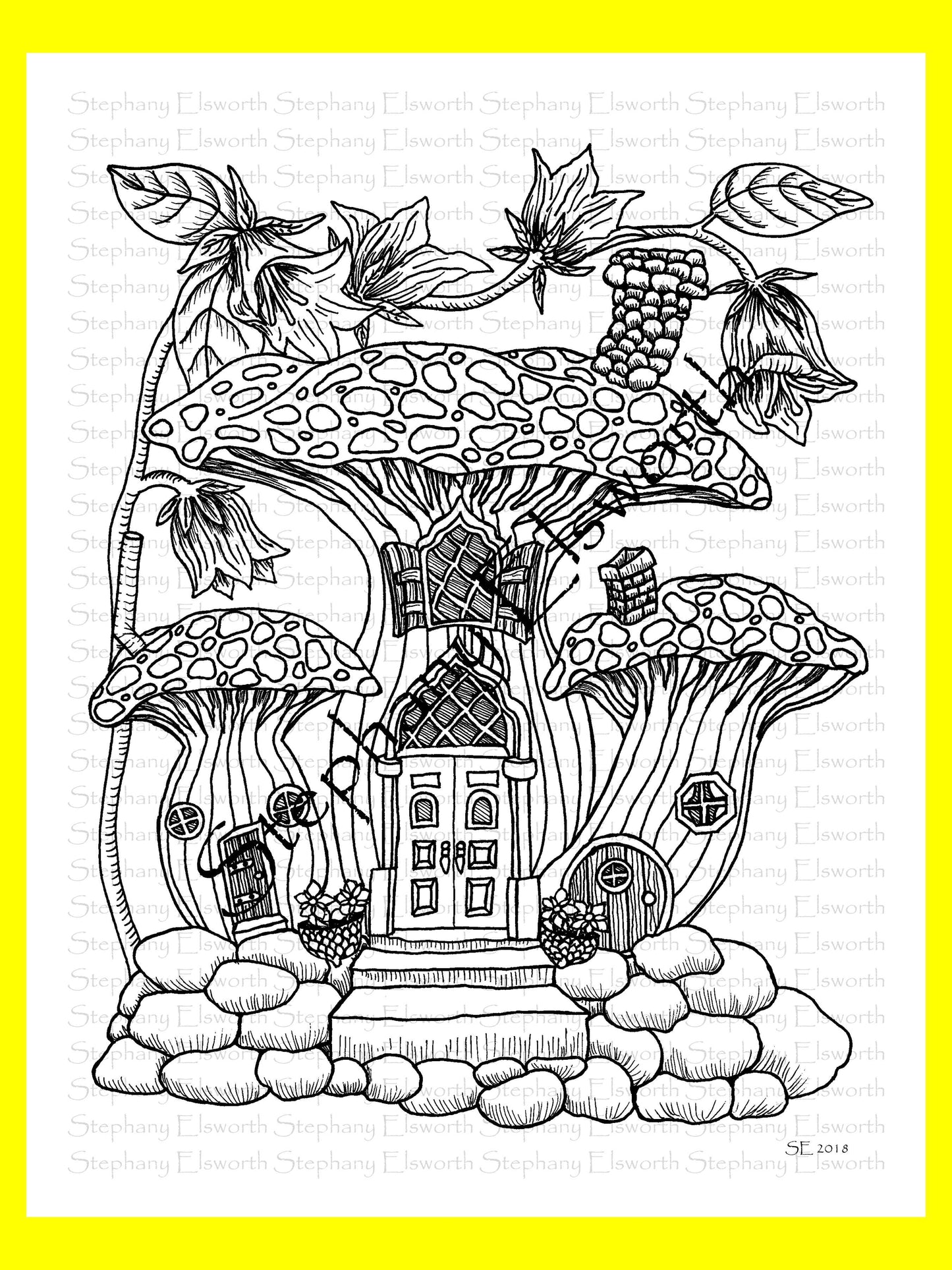 Faerie Houses PDF Instant Download Coloring Book