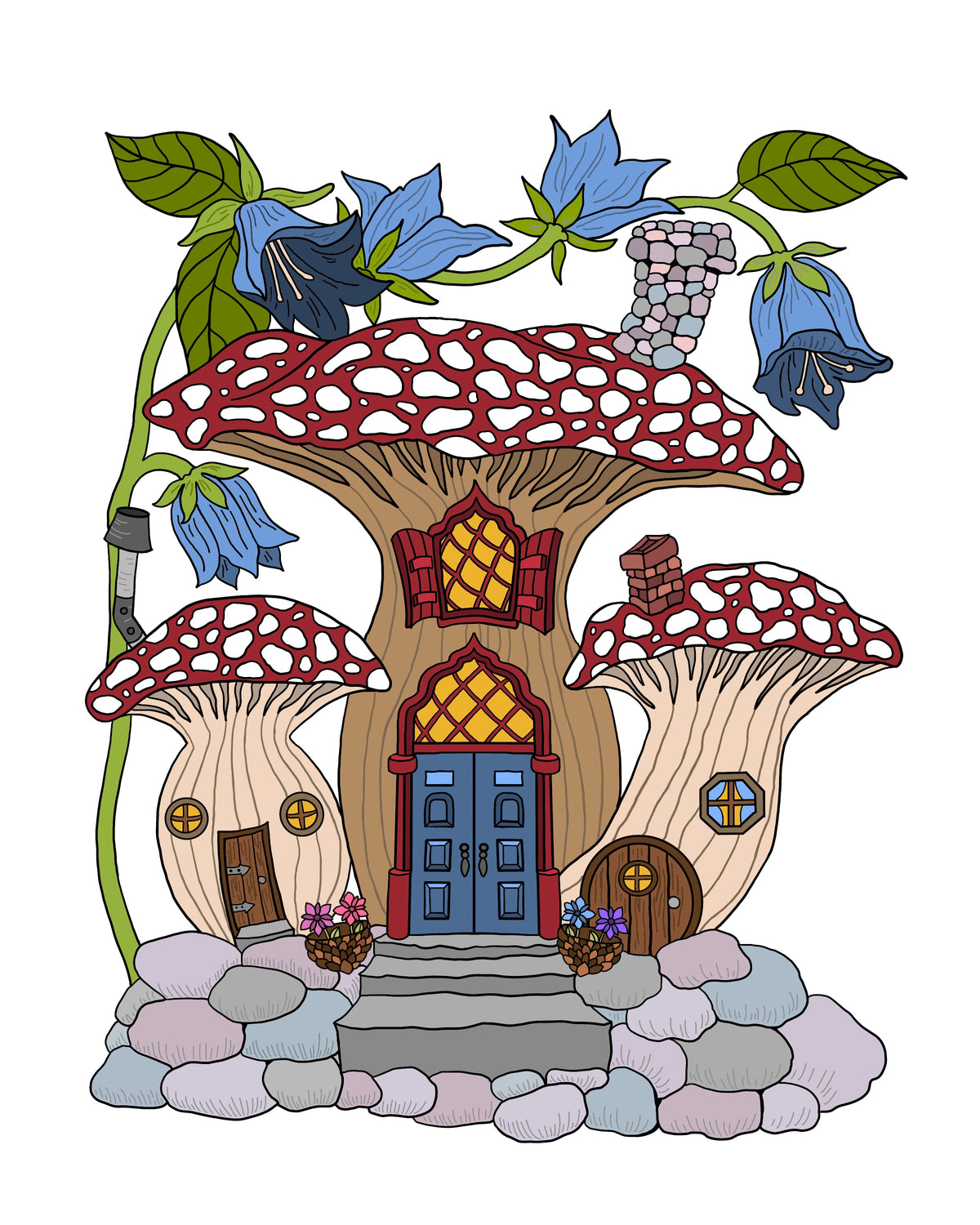 Faerie Houses I Set 1 PDF/JPG LTR/A4 Printable Coloring Pages 1-5