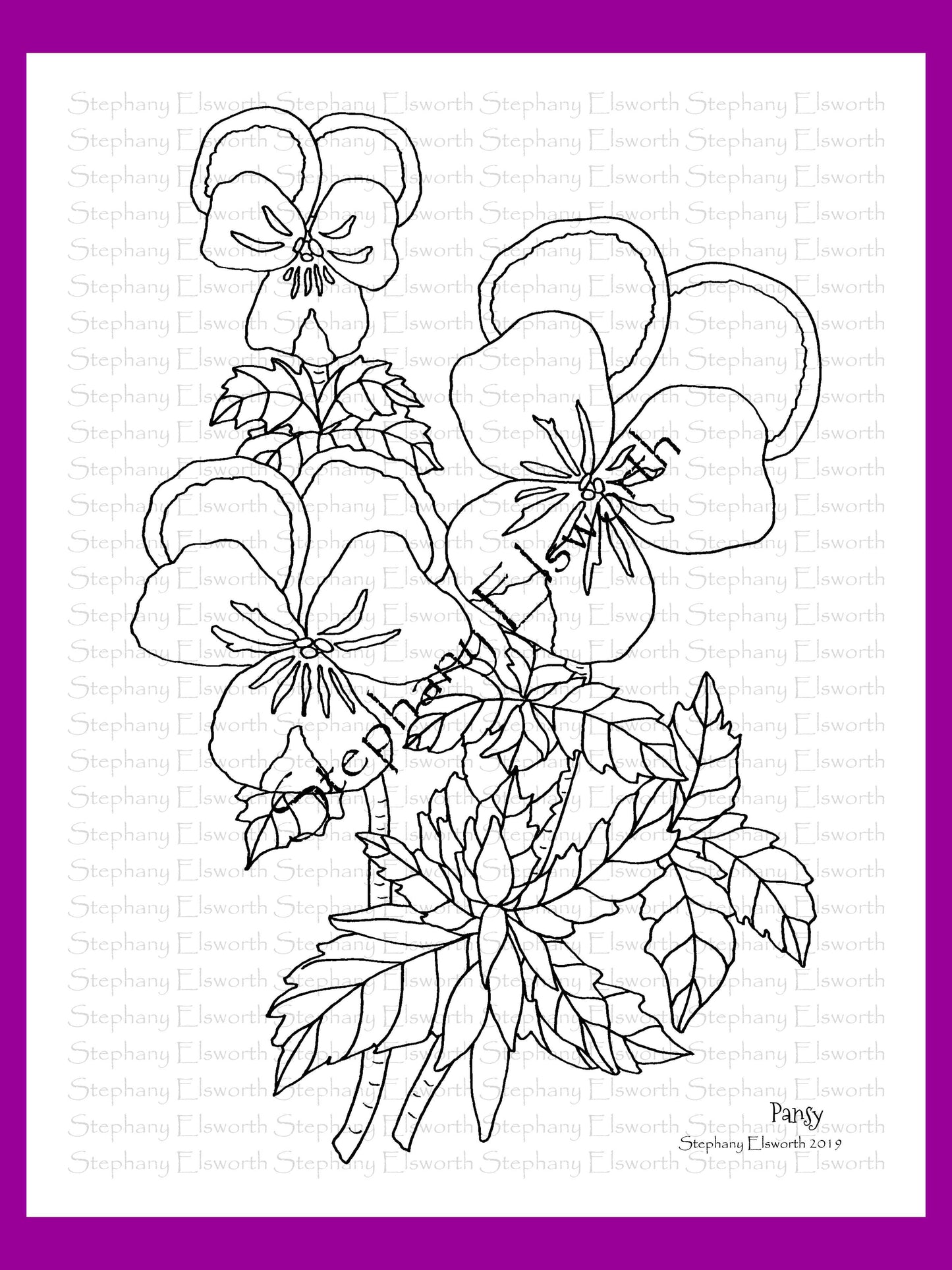 Joyful Blossoms 8 1/2 x 11 PDF Instant Download Printable Coloring Book