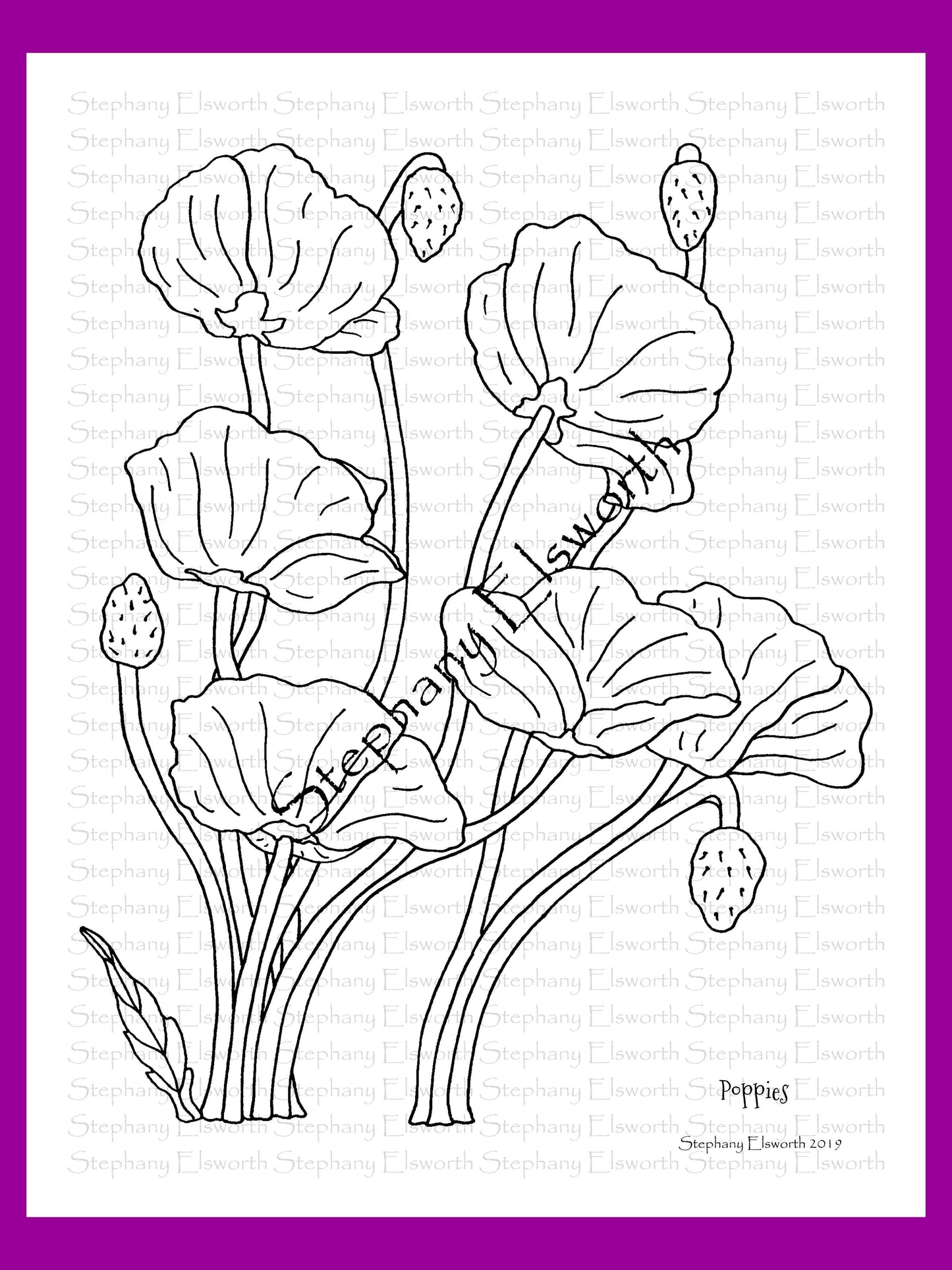 Joyful Blossoms 8 1/2 x 11 PDF Instant Download Printable Coloring Book