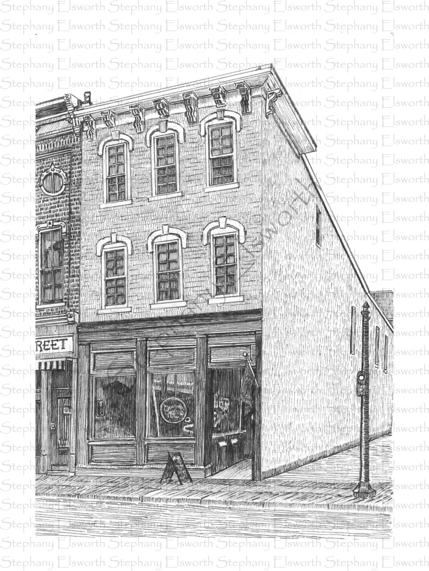 Miniature Custom House Portrait in Pen and Ink