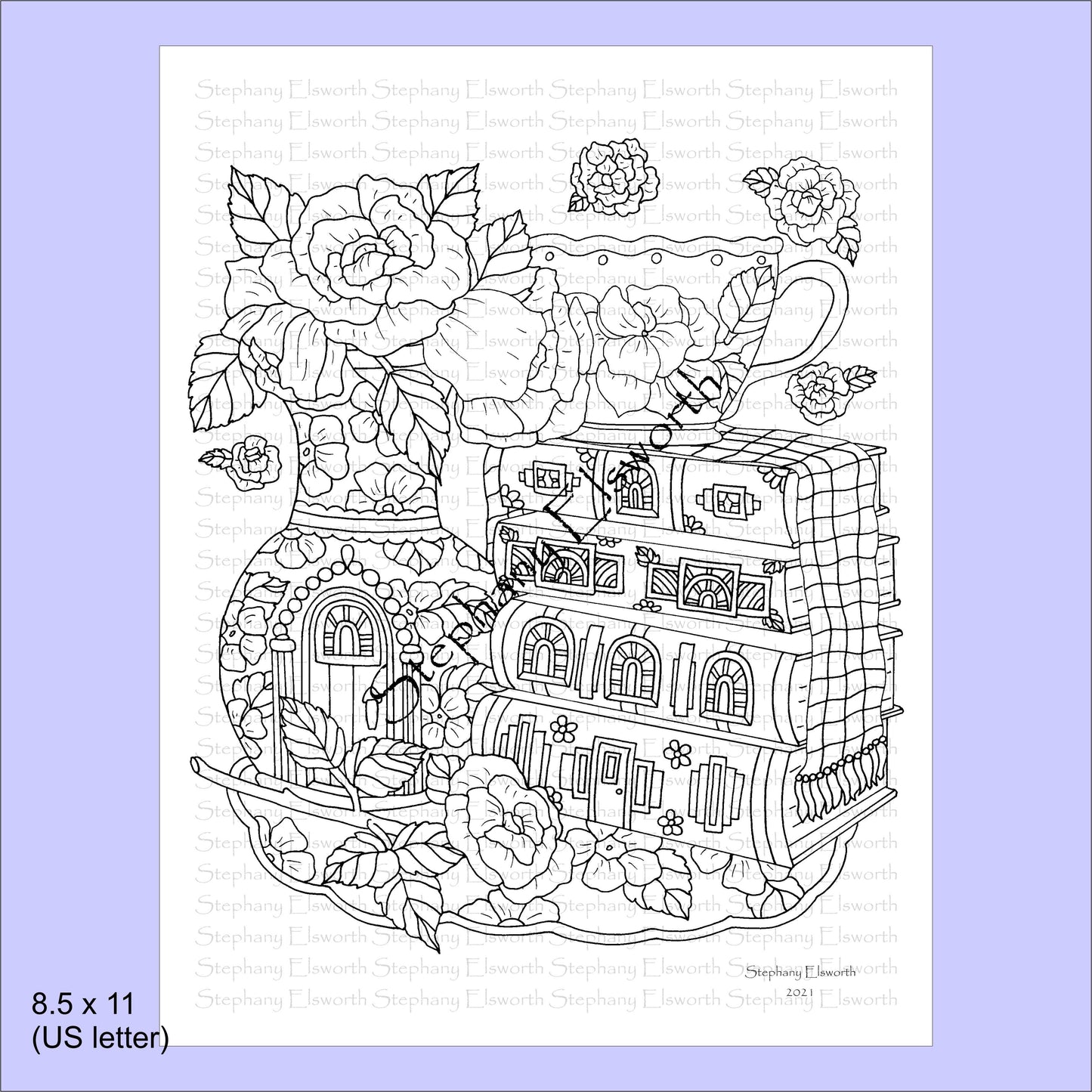 Faerie Houses IV 8 1/2 x 11 PDF Instant Download Coloring Book