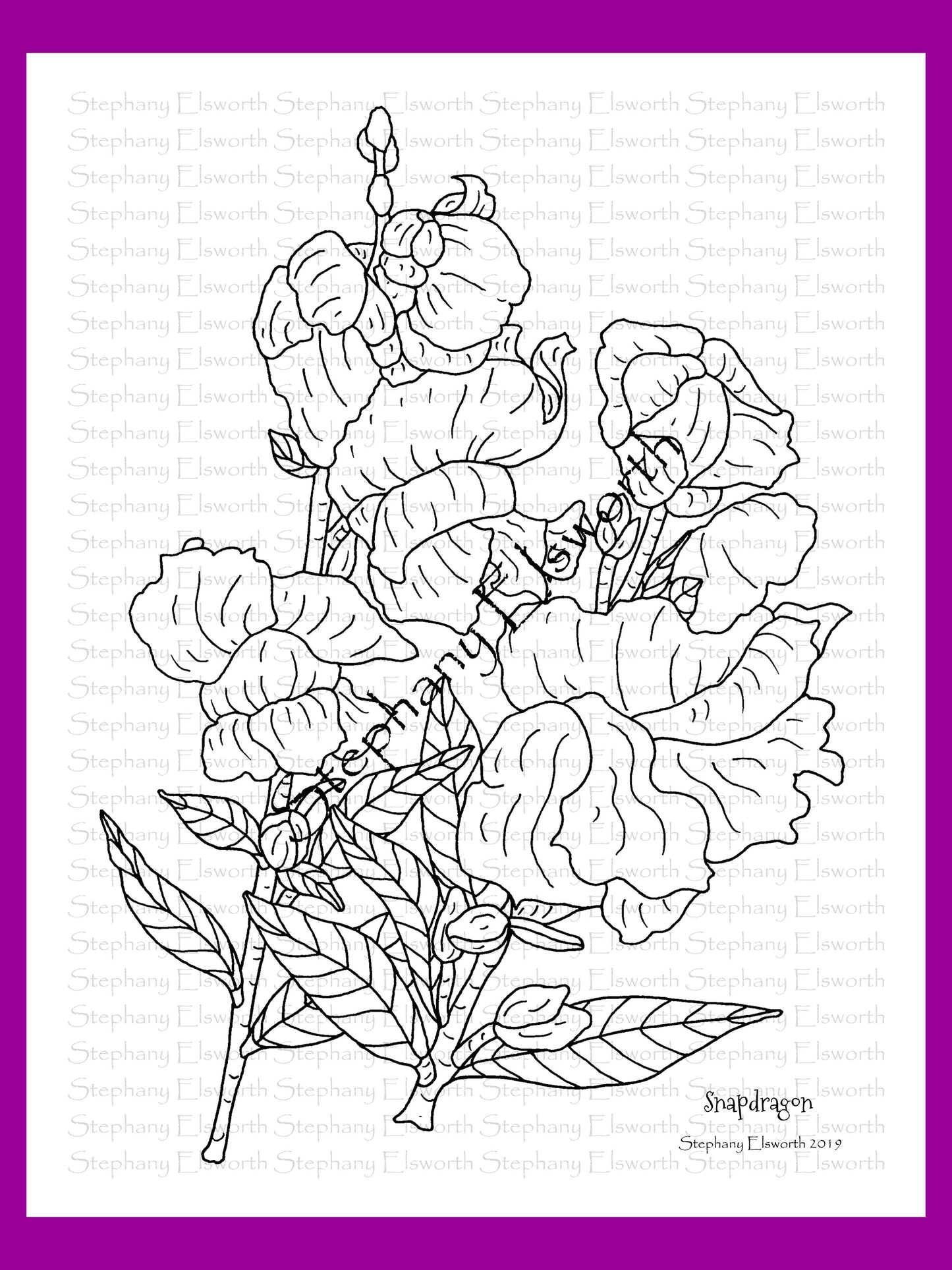 Joyful Blossoms 8 1/2 x 11 PDF Instant Download Printable Coloring Book