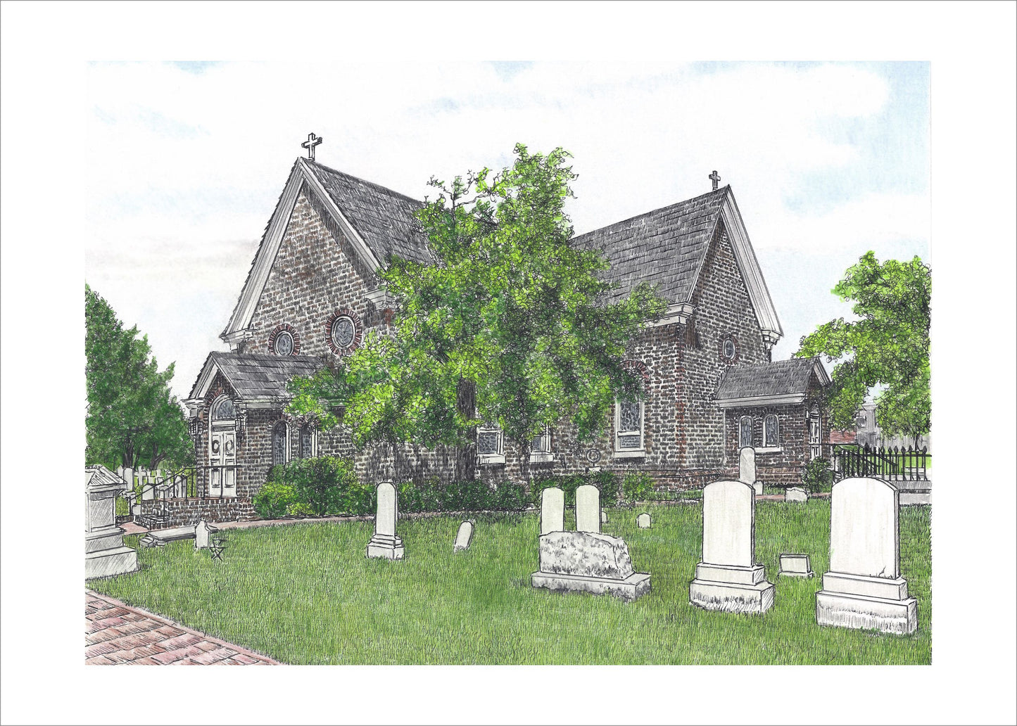 5 x 7 St. John's Episcopal Church Matted Art Print