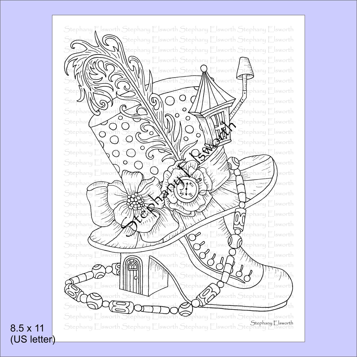 Faerie Houses IV 8 1/2 x 11 PDF Instant Download Coloring Book