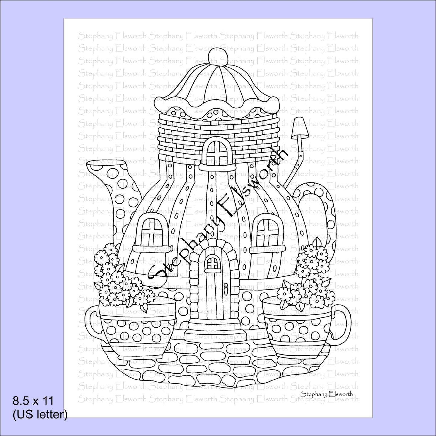 Faerie Houses IV 8 1/2 x 11 PDF Instant Download Coloring Book