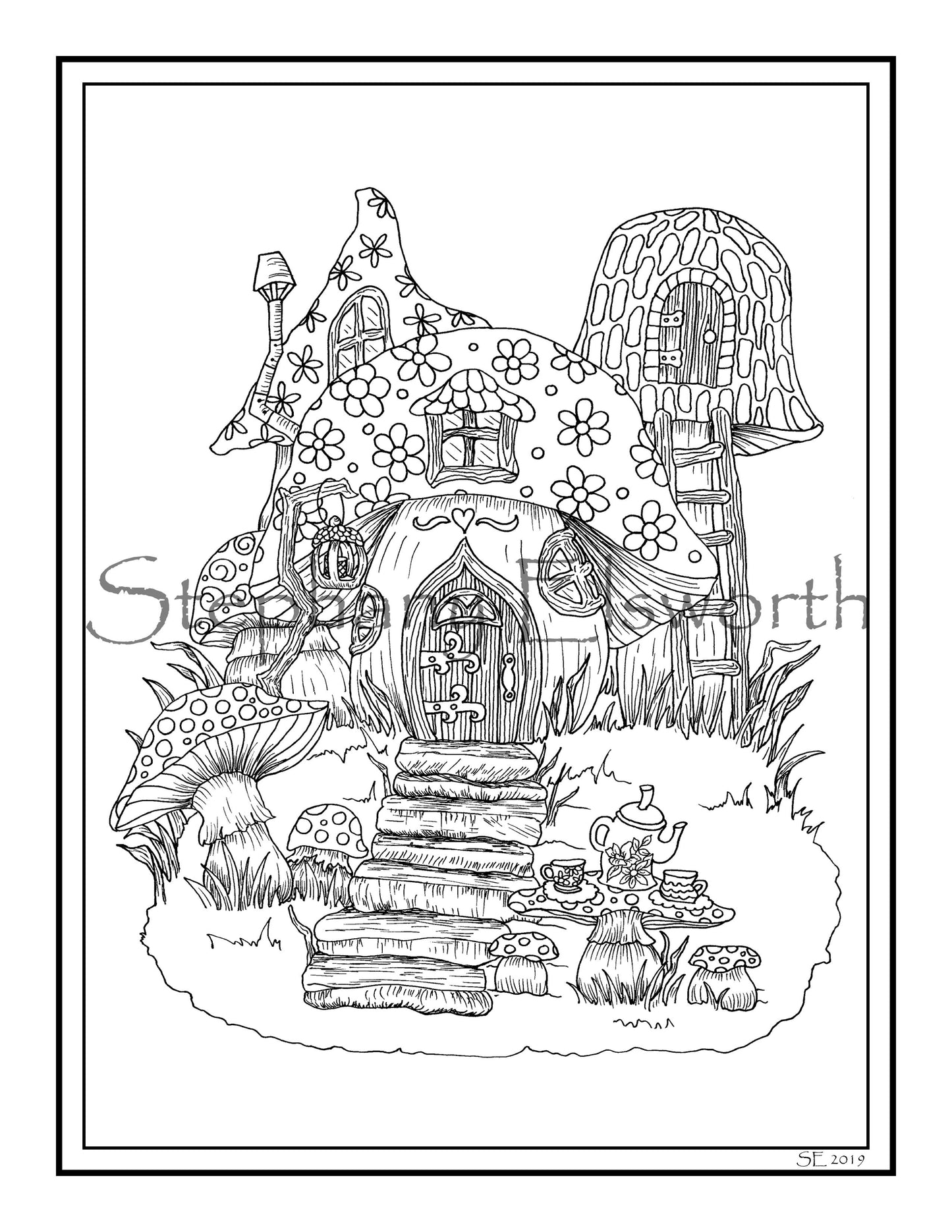 Faerie Houses II PDF Instant Download Coloring Book