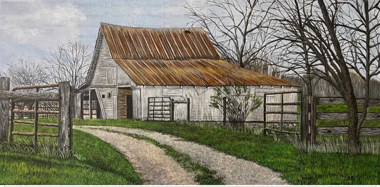 The Old Barn 10 x 20 Acrylic Painting on Stretched Canvas