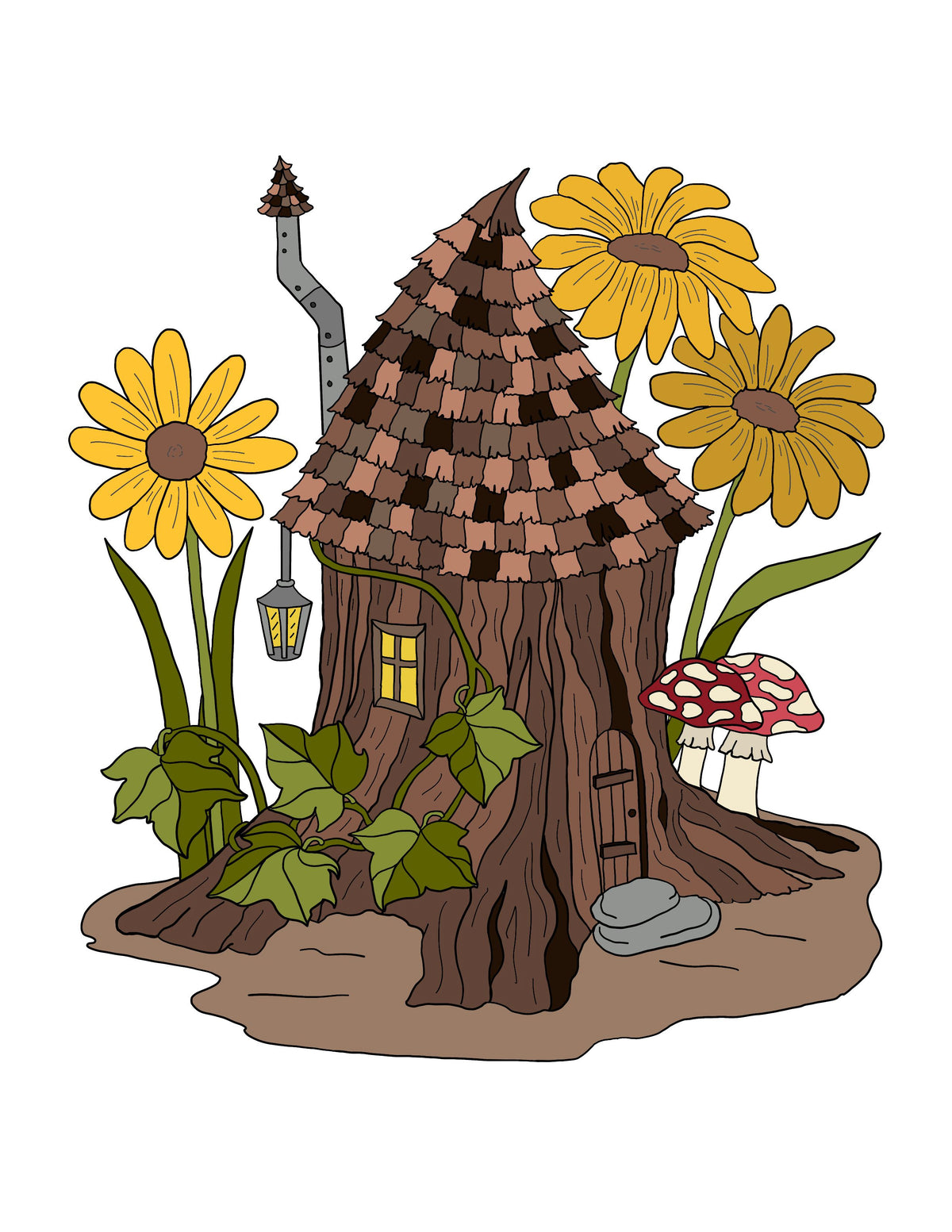 Faerie Houses PDF Instant Download Coloring Book