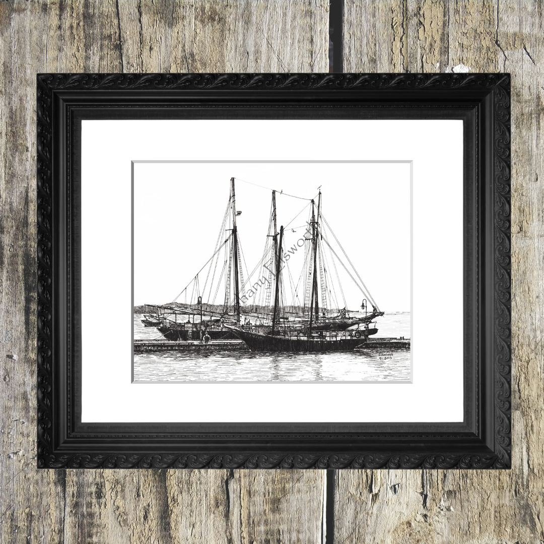 Schooners on the York River 8 x 10 inch Fine Art Print with Optional Mat