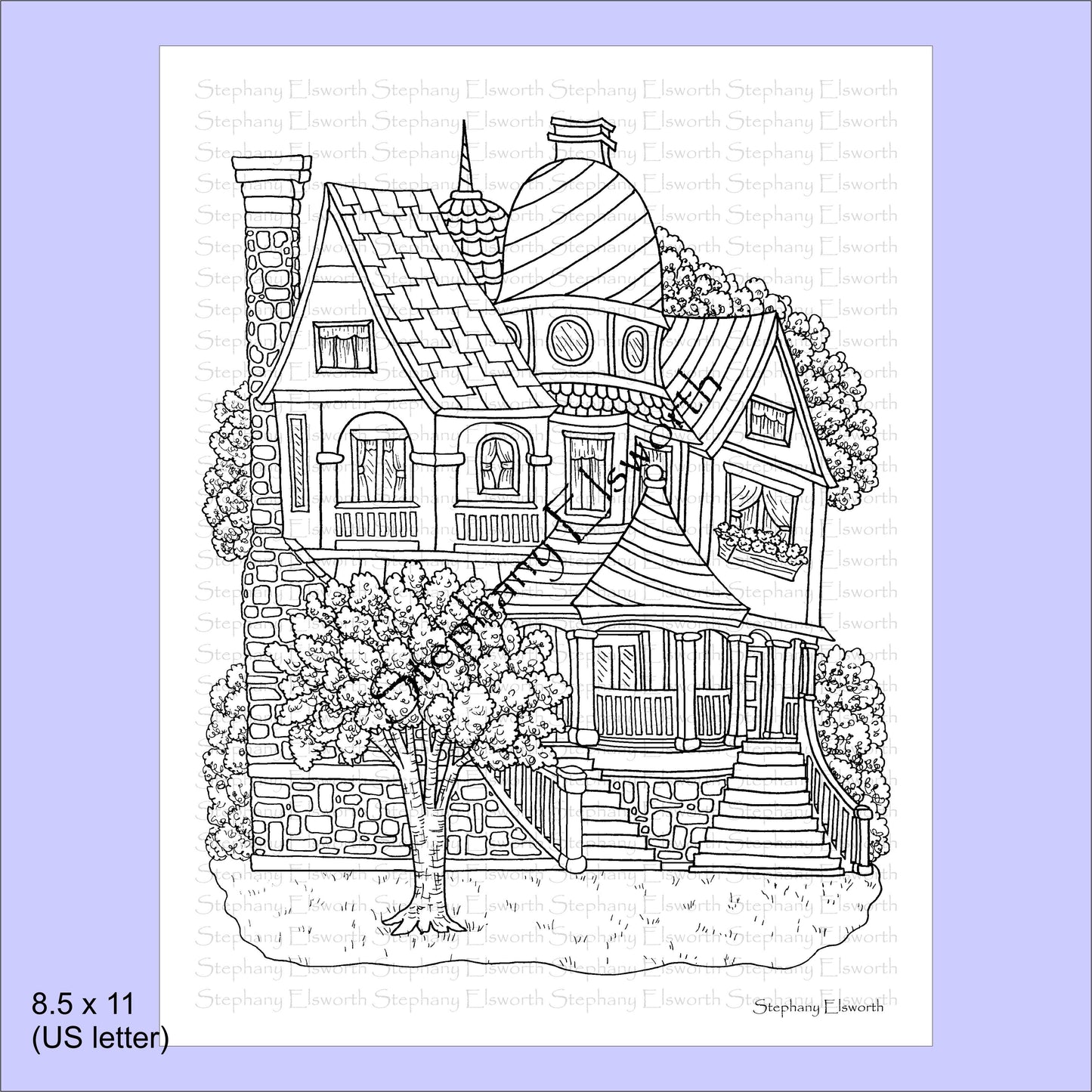 Faerie Houses IV 8 1/2 x 11 PDF Instant Download Coloring Book