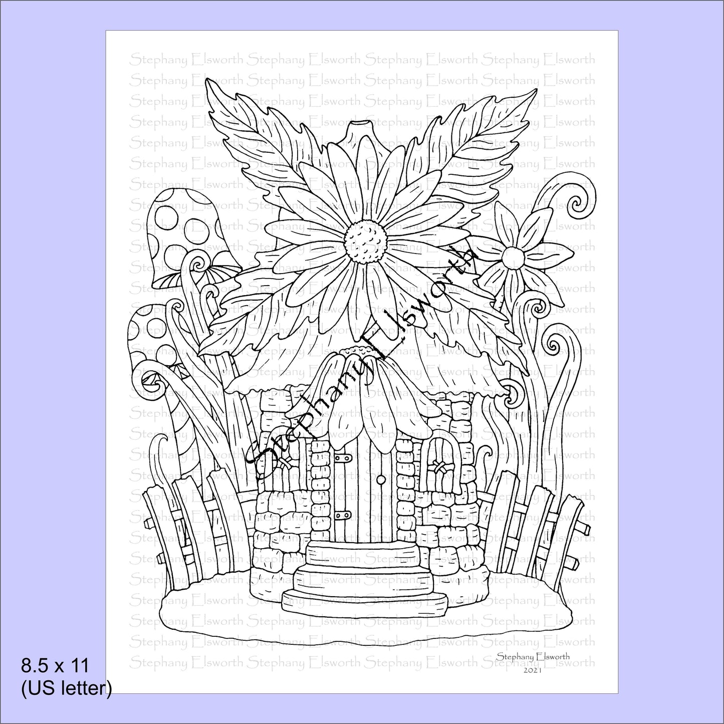 Faerie Houses IV 8 1/2 x 11 PDF Instant Download Coloring Book