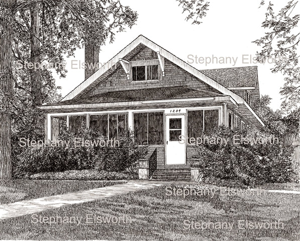 8 x 10/10 x 8 Custom Pen and Ink House Portrait