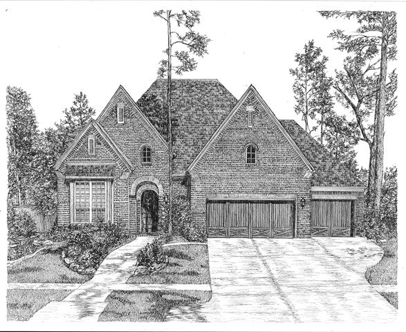 Miniature Custom House Portrait in Pen and Ink