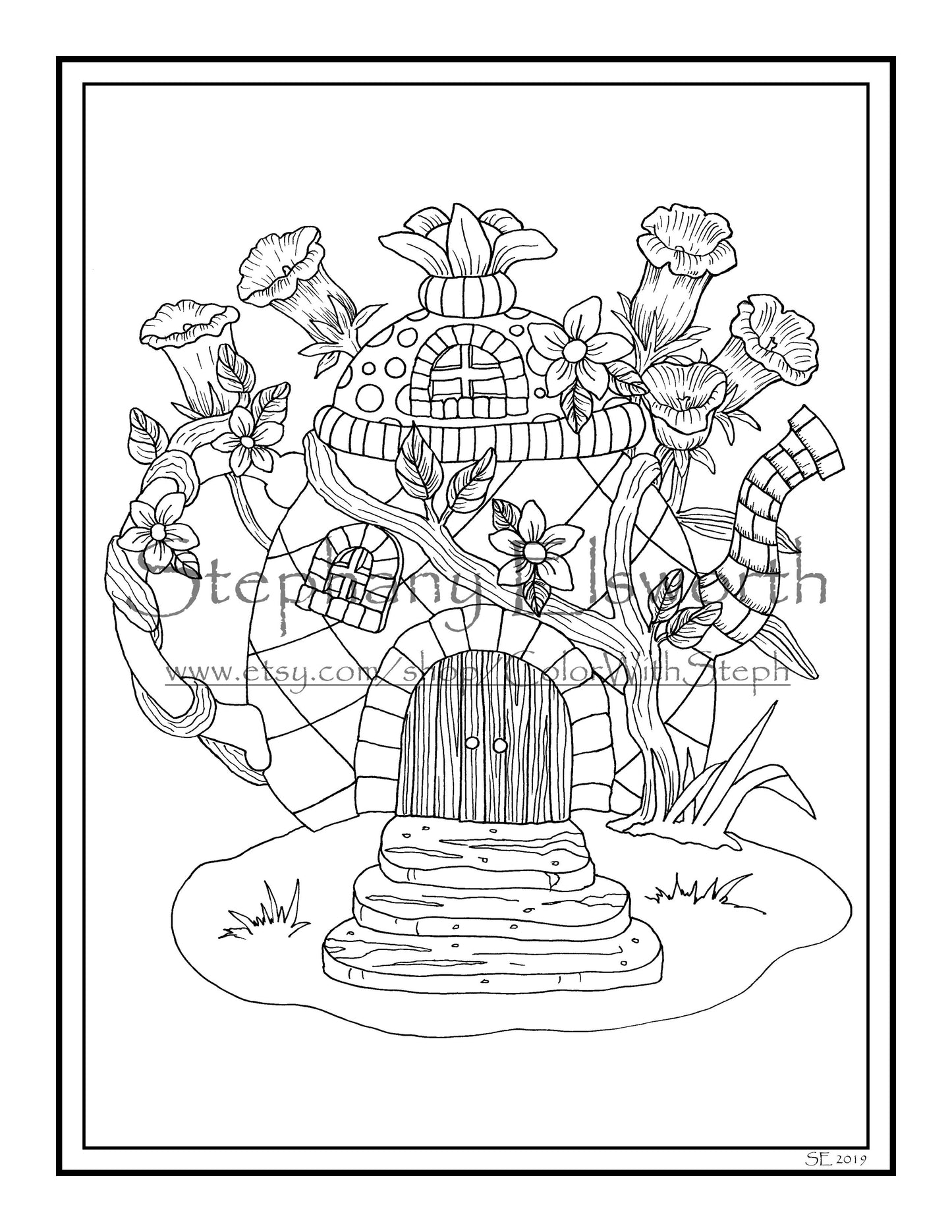 Faerie Houses II PDF Instant Download Coloring Book