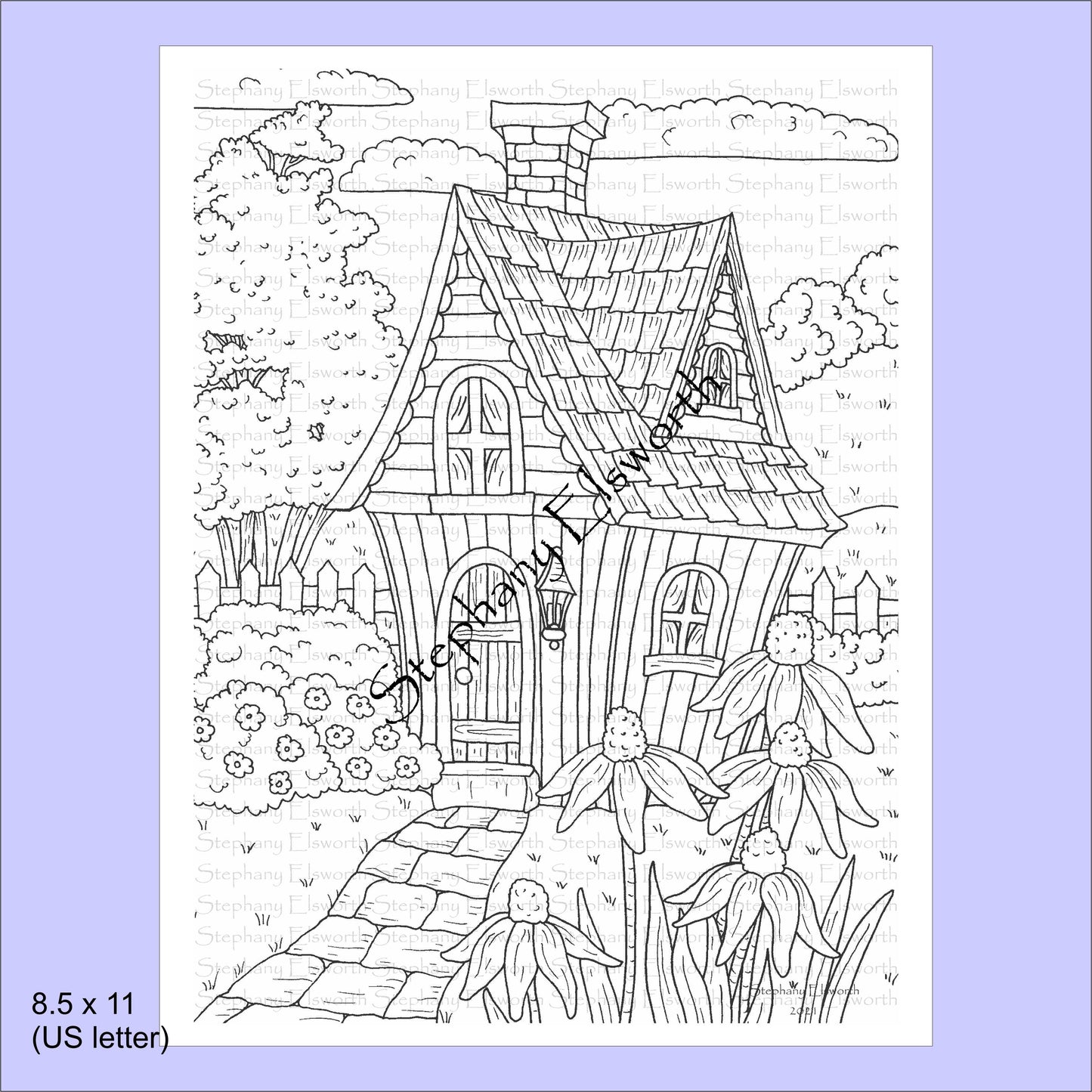 Faerie Houses IV 8 1/2 x 11 PDF Instant Download Coloring Book