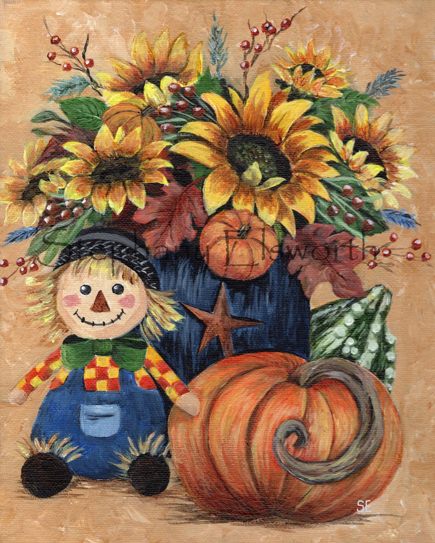 8 x 10 Fall Still Life Original Acrylic Painting