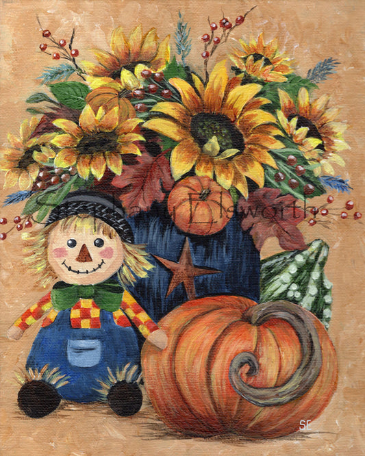 8 x 10 Fall Still Life Original Acrylic Painting