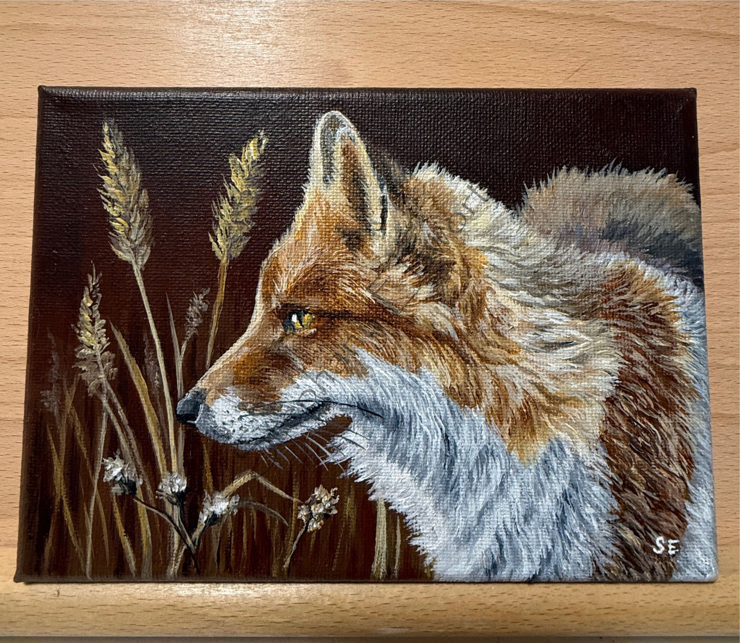 7 x 5 inch Red Fox Study Original Acrylic Painting