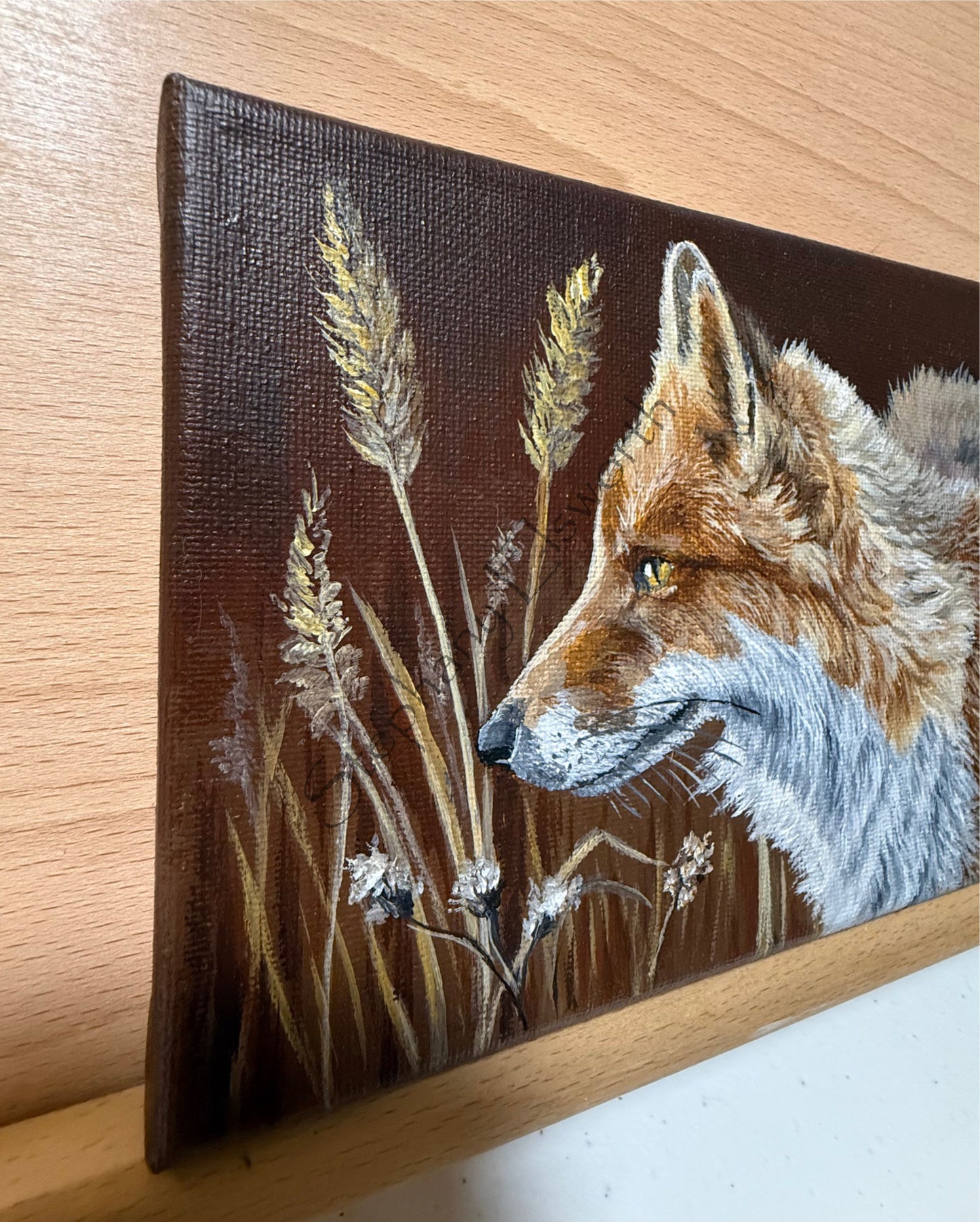 7 x 5 inch Red Fox Study Original Acrylic Painting