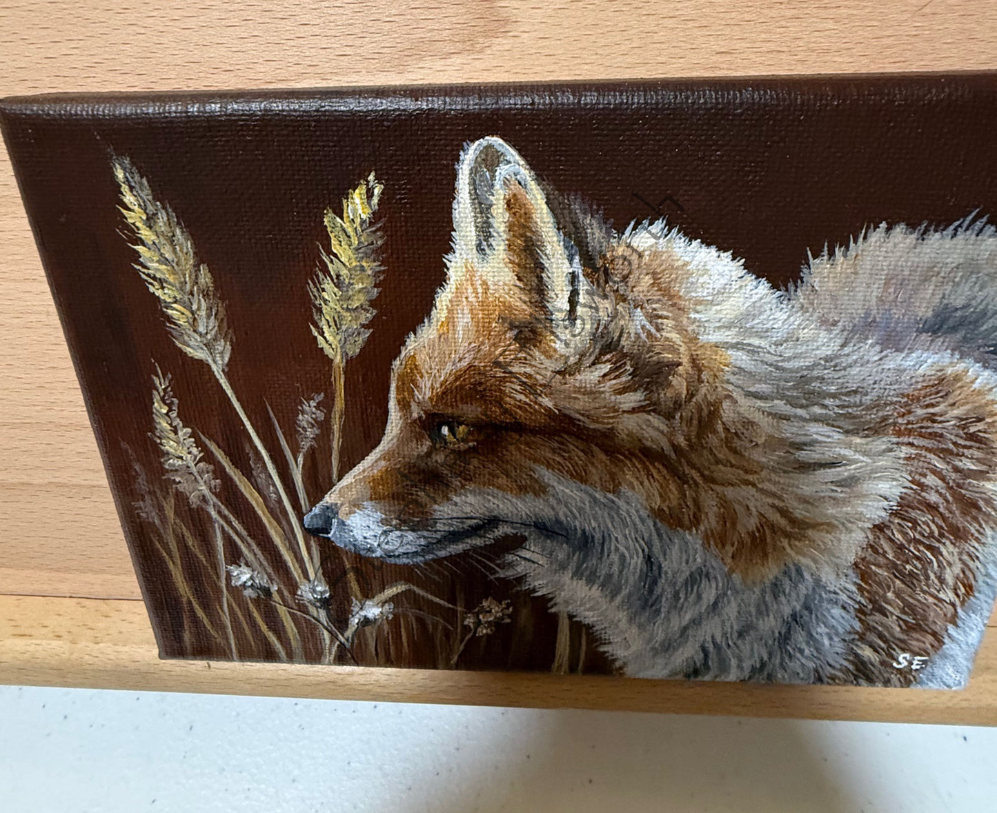 7 x 5 inch Red Fox Study Original Acrylic Painting