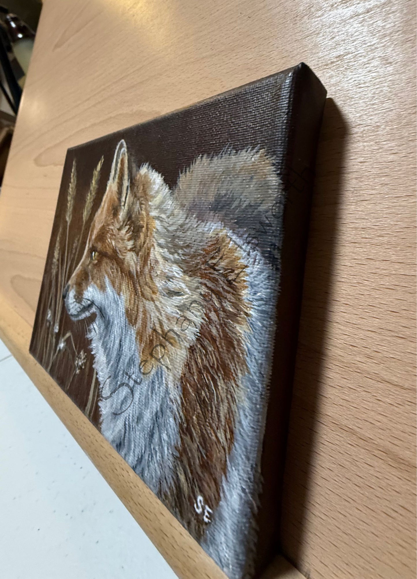 7 x 5 inch Red Fox Study Original Acrylic Painting