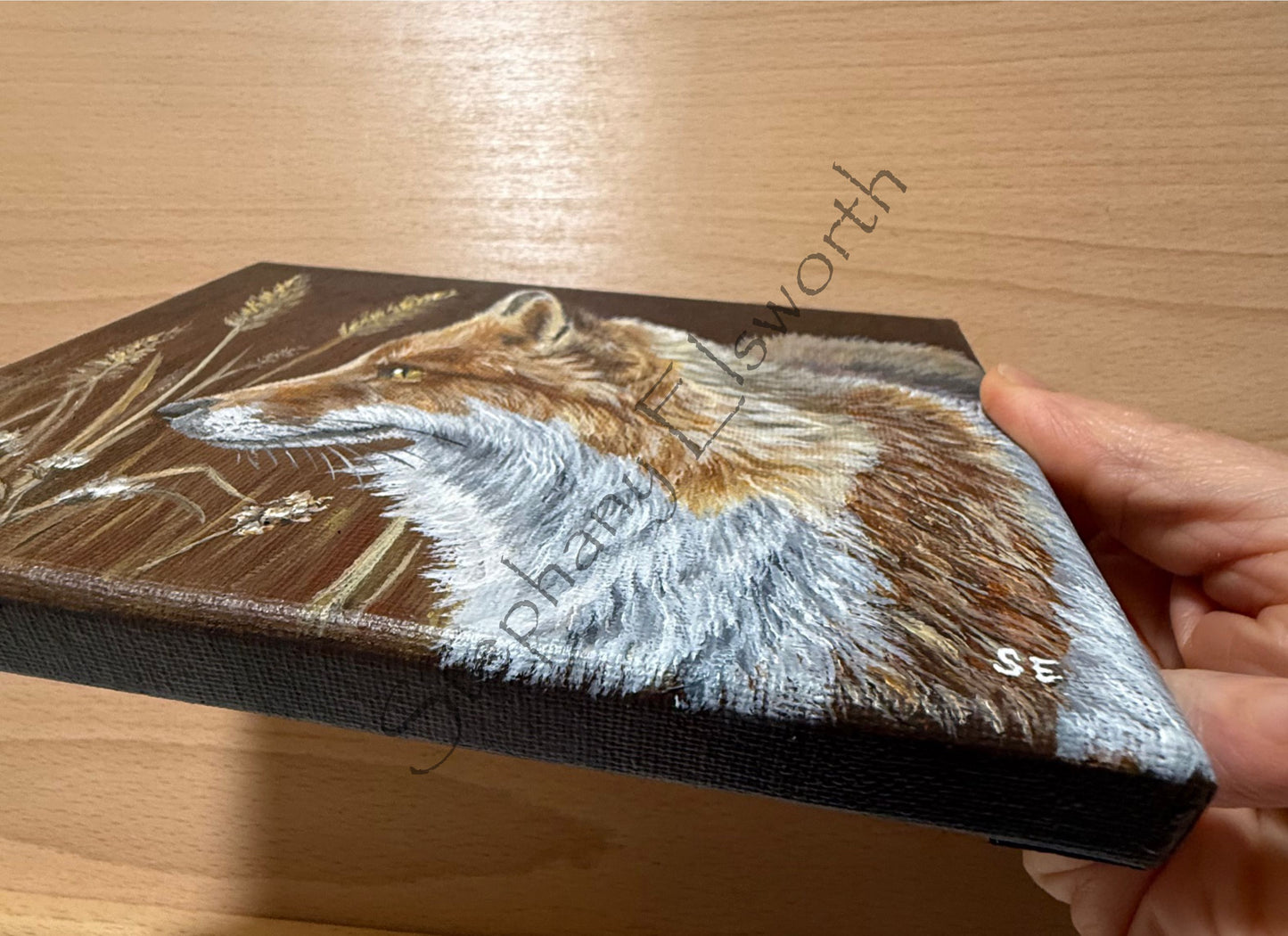 7 x 5 inch Red Fox Study Original Acrylic Painting