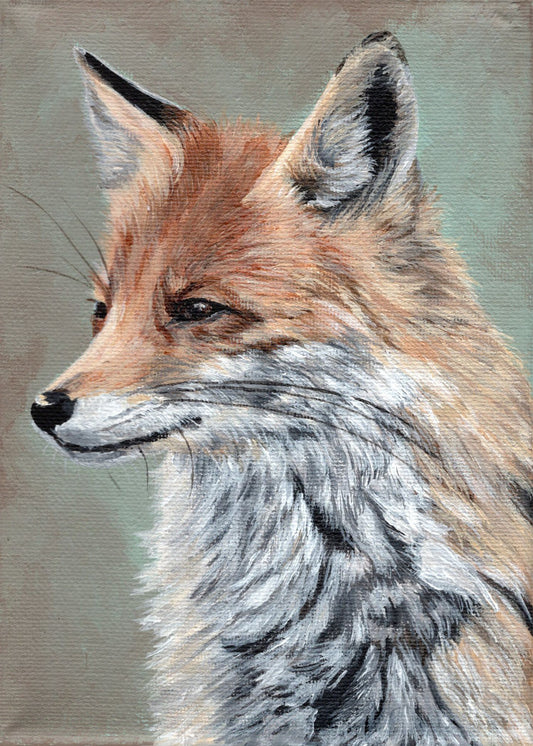 5 x 7 inch Fox Original Miniature Painting