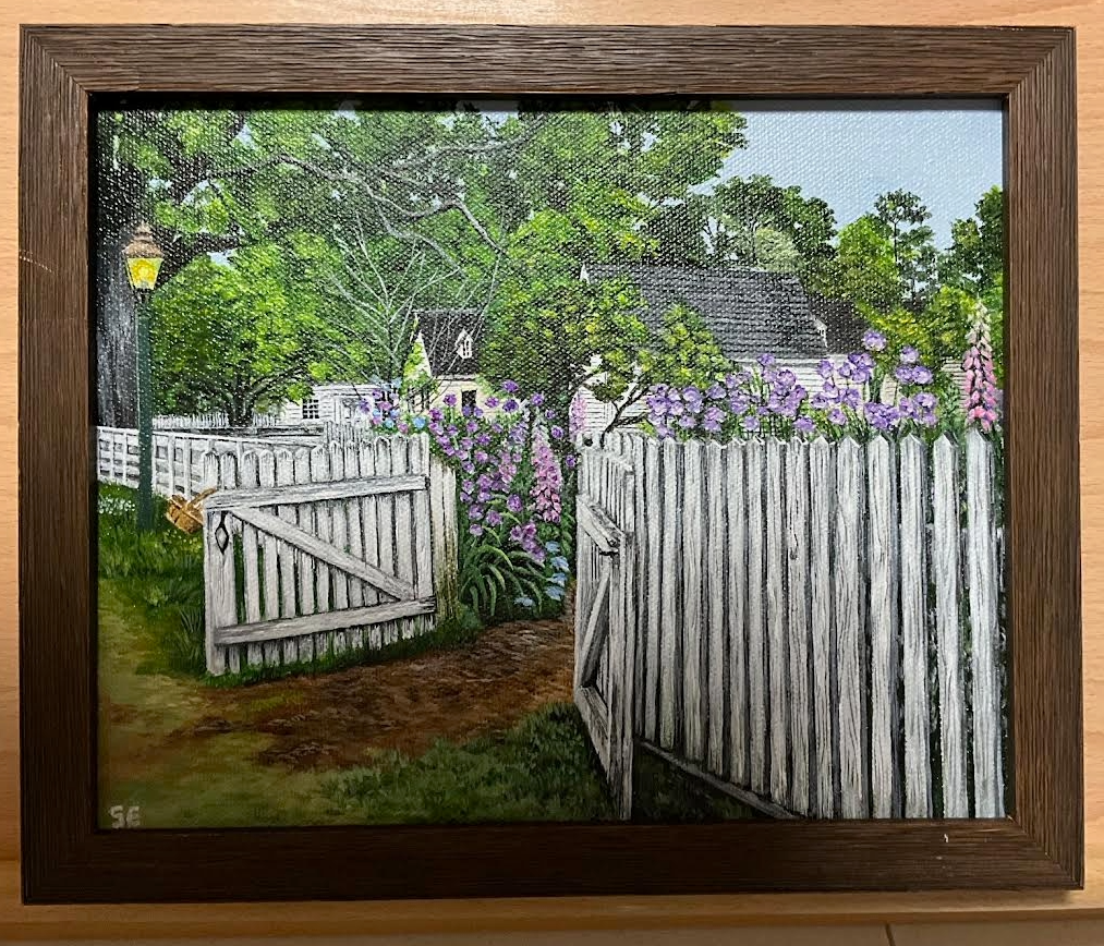 Spring in Colonial Williamsburg Original 10 x 8 Framed Acrylic Painting