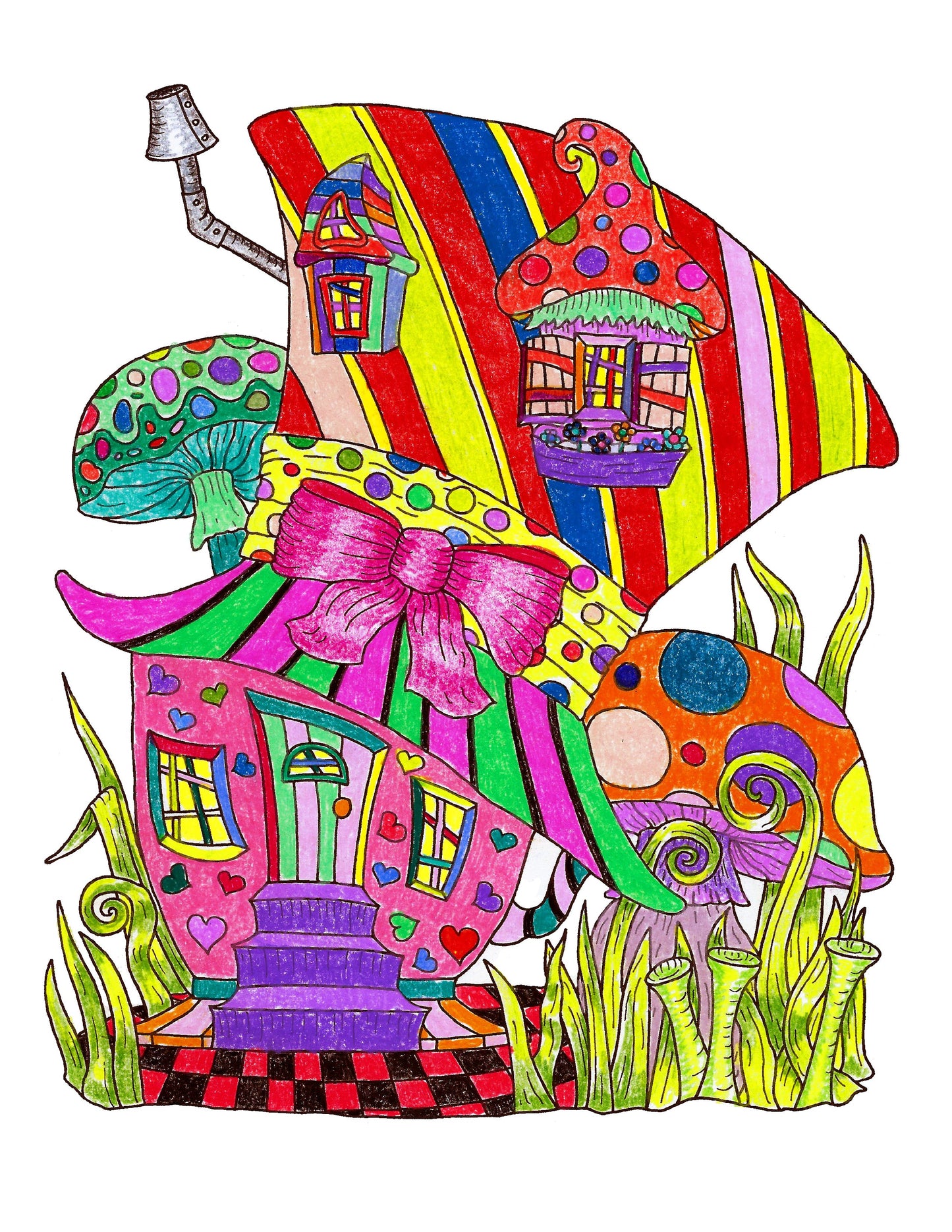 Mad Hatter Tea Party Fairy House Coloring Page