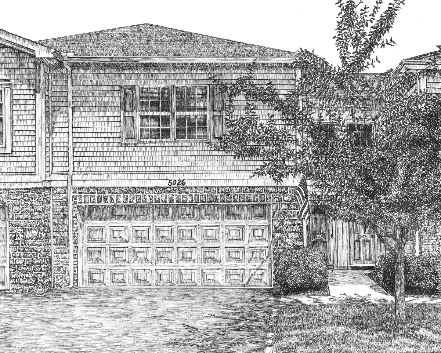 8 x 10/10 x 8 Custom Pen and Ink House Portrait