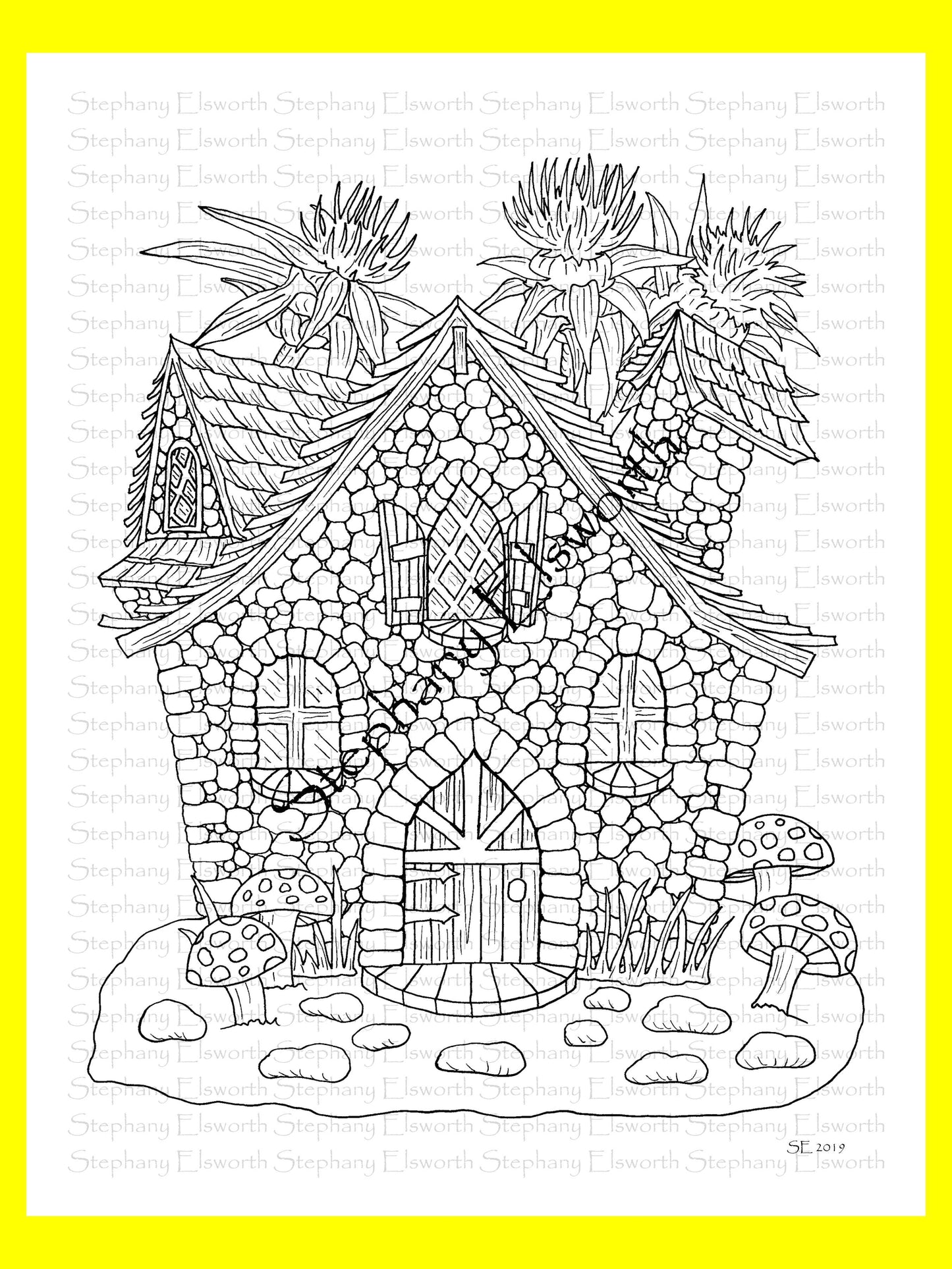 Faerie Houses PDF Instant Download Coloring Book