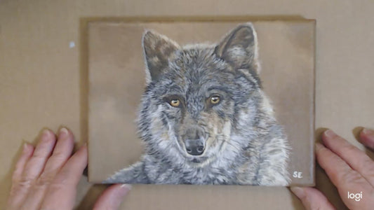 7 x 5 inch Wolf Study Original Acrylic Painting