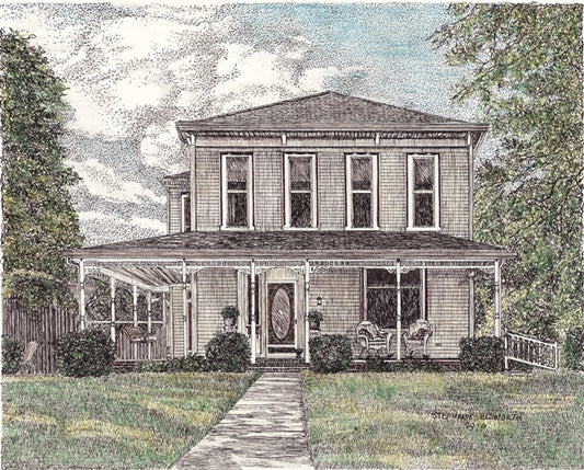 8 x 10/10 x 8 Custom Pen and Ink House Portrait