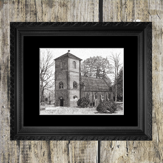 St. Luke's Historic Church, Smithfield, VA 8 x 10 Pen and Ink Print in Optional 11 x 14 mat