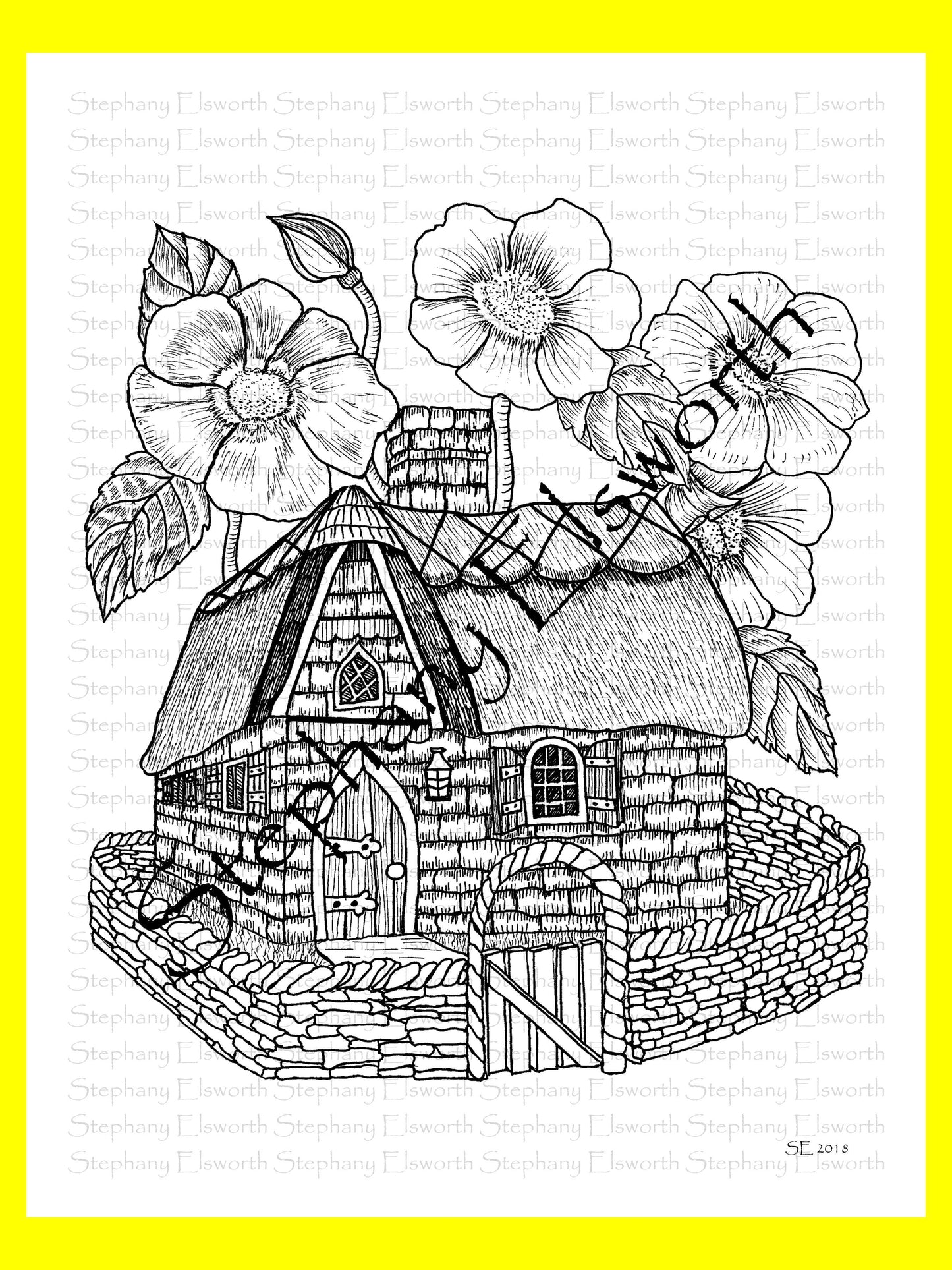 Faerie Houses PDF Instant Download Coloring Book