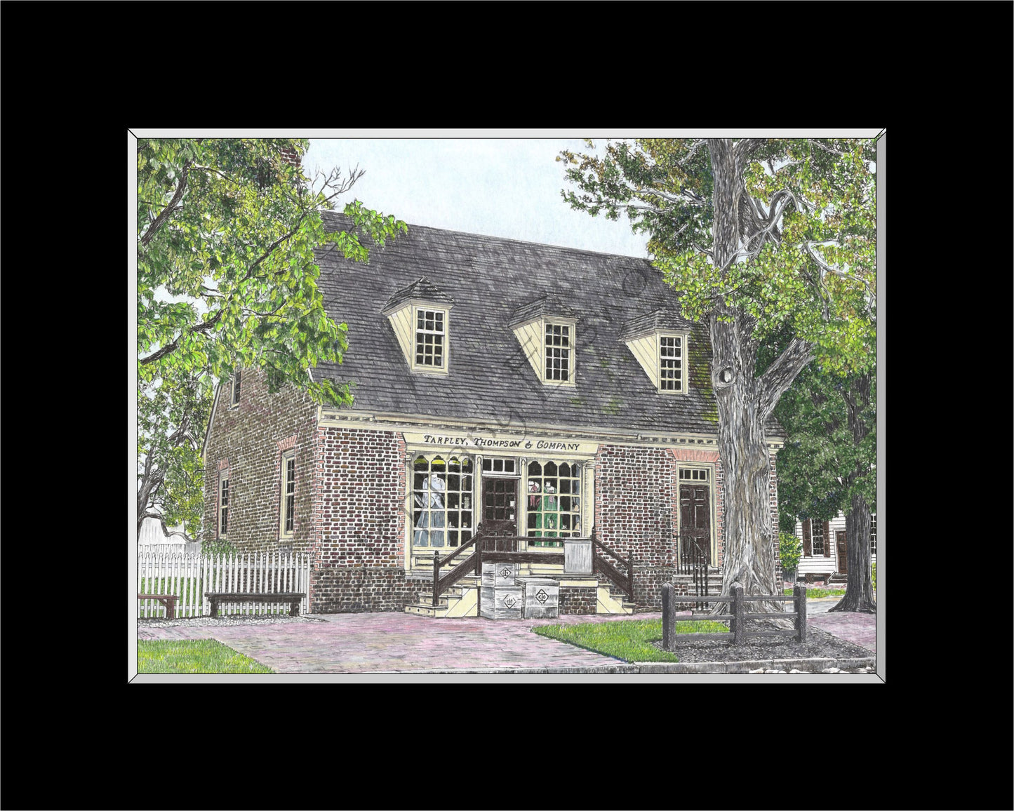 Colonial Williamsburg's Tarpley, Thompson & Company Shop, Williamsburg, VA  8 x 6 print in 10 x 8 black mat