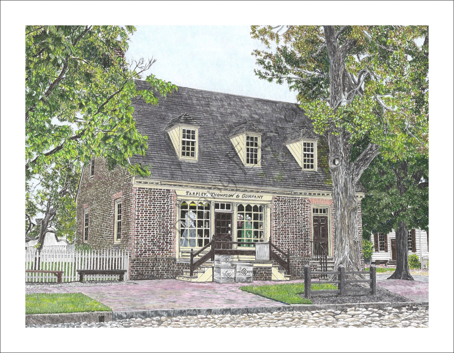Colonial Williamsburg's Tarpley, Thompson & Company Shop, Williamsburg, VA  8 x 6 print in 10 x 8 black mat