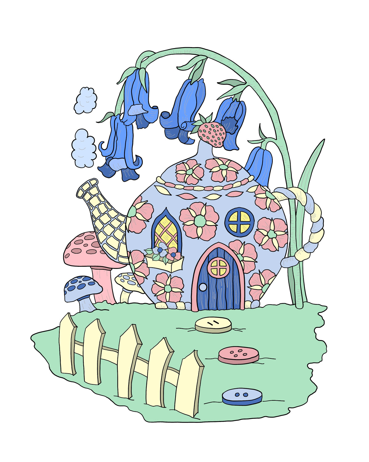 Faerie Houses PDF Instant Download Coloring Book