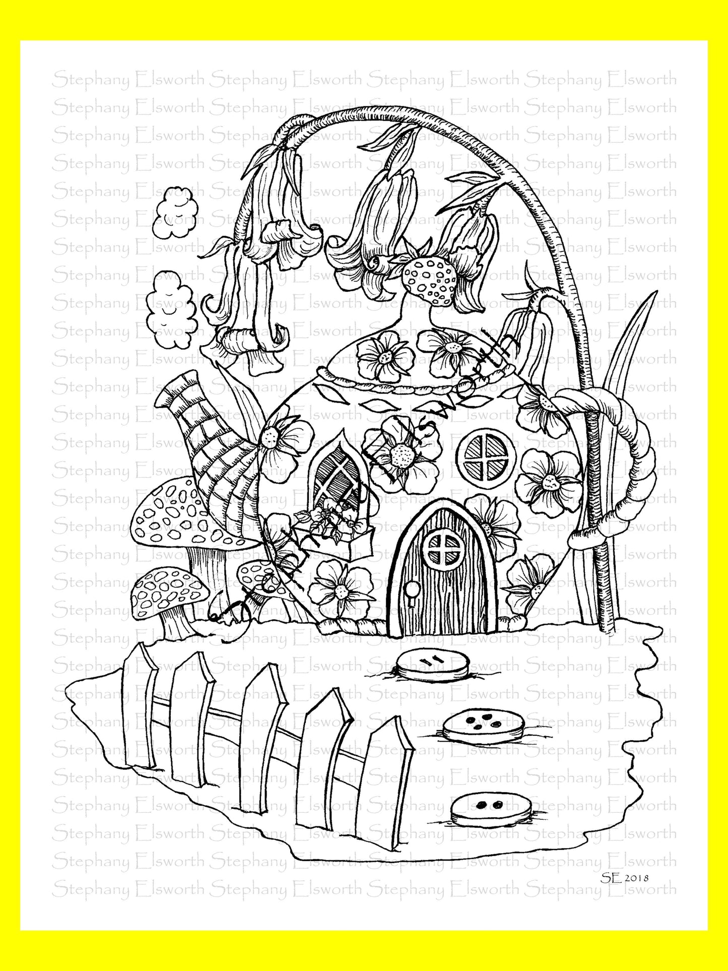 Faerie Houses PDF Instant Download Coloring Book