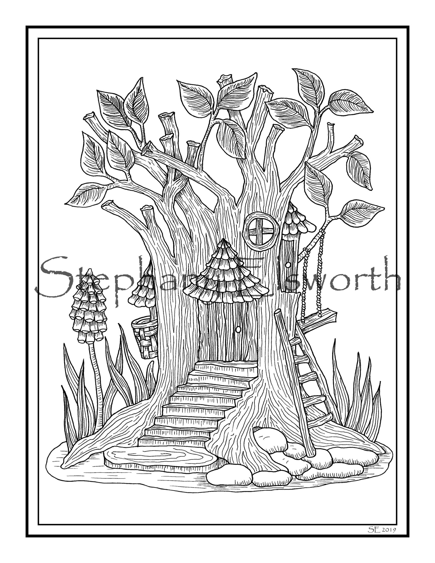 Faerie Houses II PDF Instant Download Coloring Book