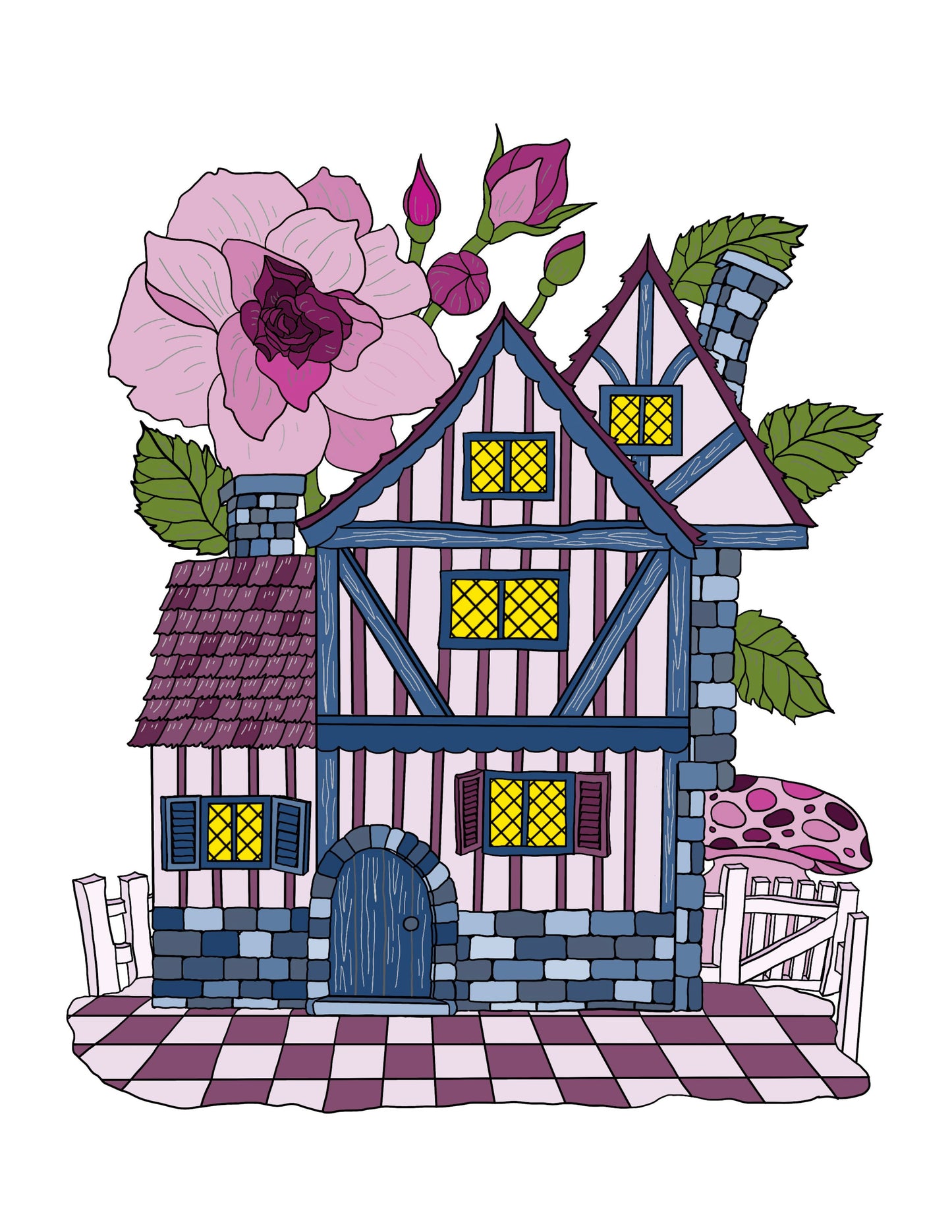 Tudor Fairy House Coloring Page