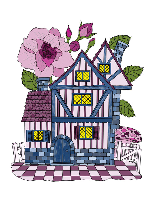 Tudor Fairy House Printable Coloring Page